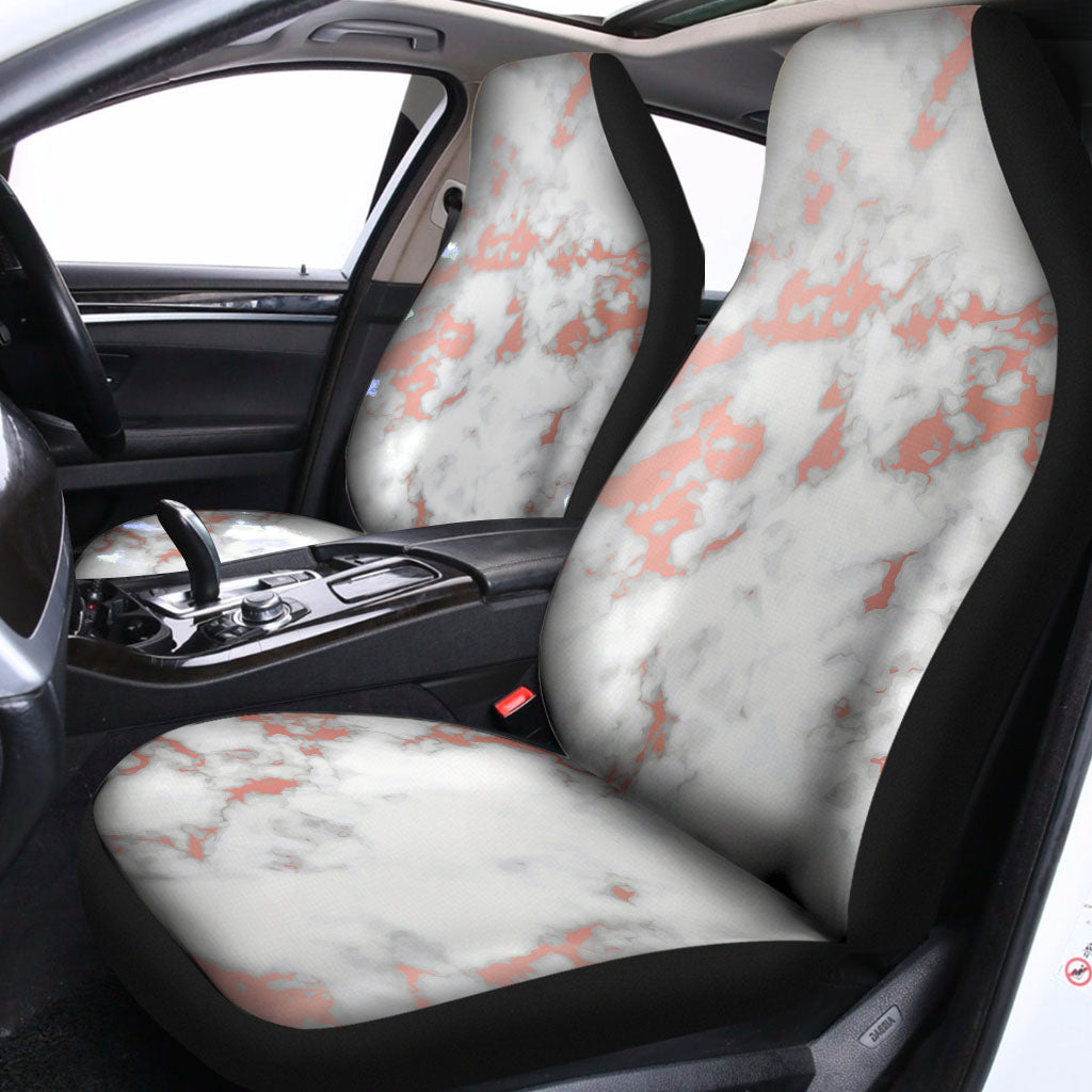 White Rose Gold Marble Print Universal Fit Car Seat Covers