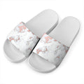 White Rose Gold Marble Print White Slide Sandals