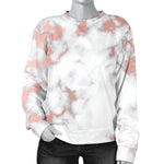 White Rose Gold Marble Print Women's Crewneck Sweatshirt GearFrost