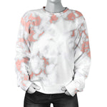 White Rose Gold Marble Print Women's Crewneck Sweatshirt GearFrost