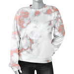 White Rose Gold Marble Print Women's Crewneck Sweatshirt GearFrost