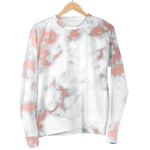 White Rose Gold Marble Print Women's Crewneck Sweatshirt GearFrost