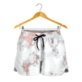 White Rose Gold Marble Print Women's Shorts