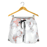 White Rose Gold Marble Print Women's Shorts