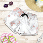 White Rose Gold Marble Print Women's Shorts
