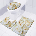 White Rose Print 3 Piece Bath Mat Set