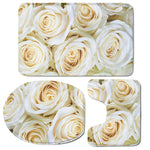 White Rose Print 3 Piece Bath Mat Set