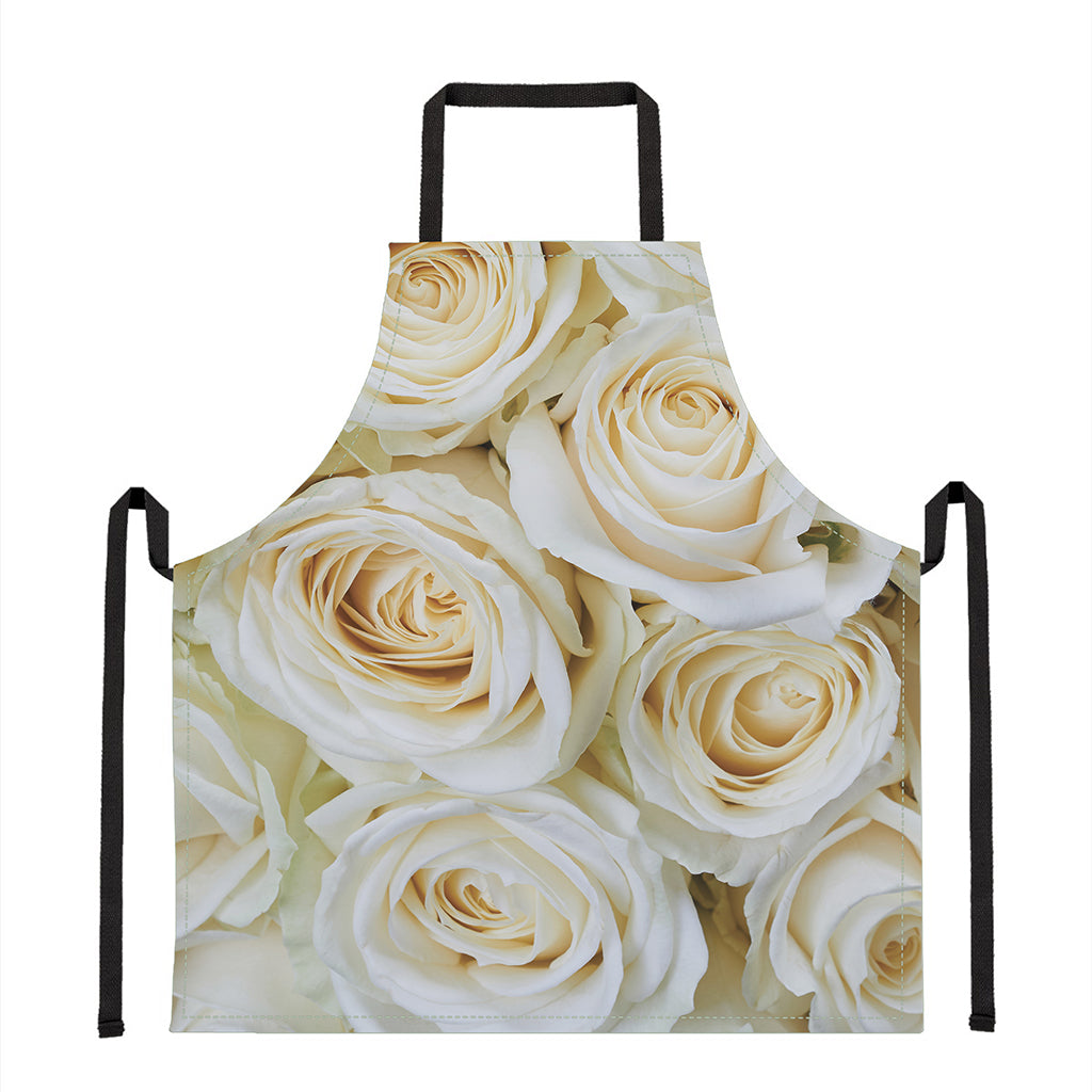 White Rose Print Apron