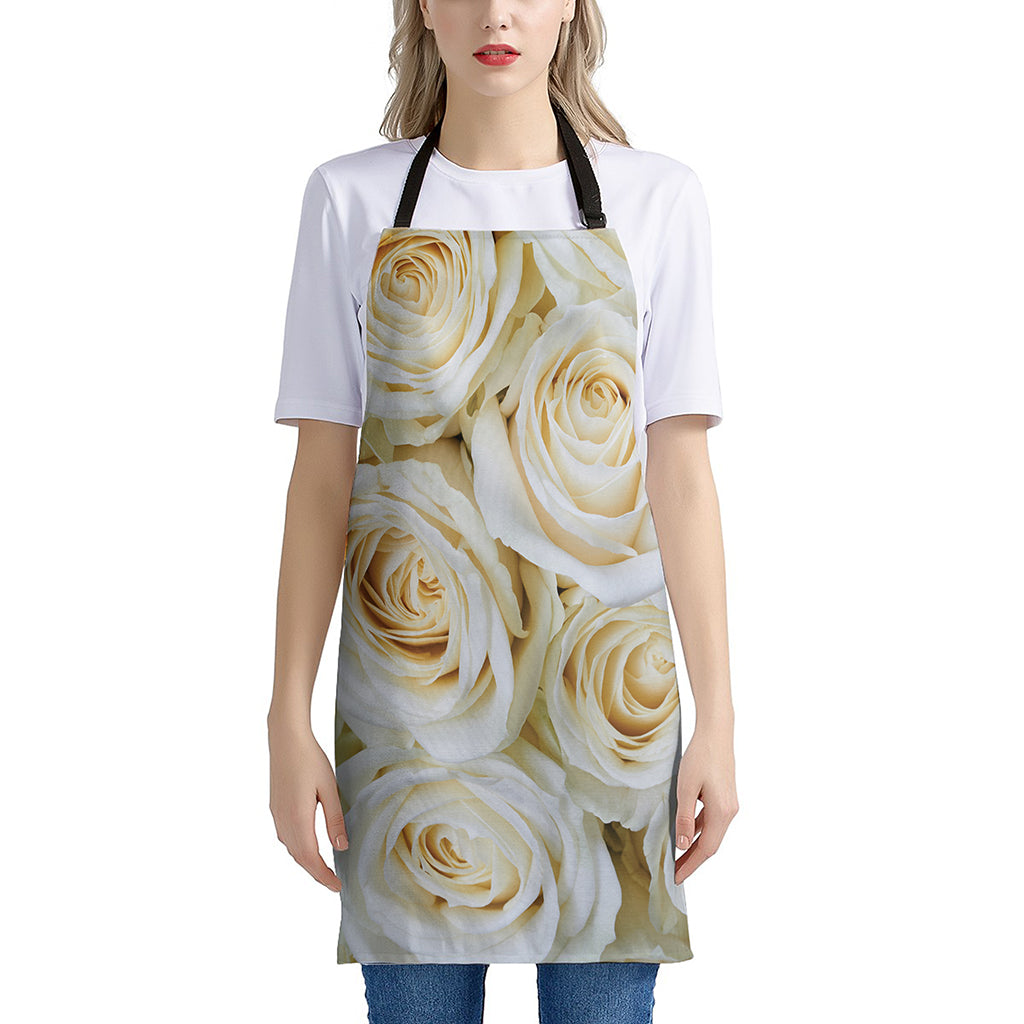 White Rose Print Apron