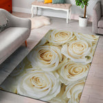 White Rose Print Area Rug