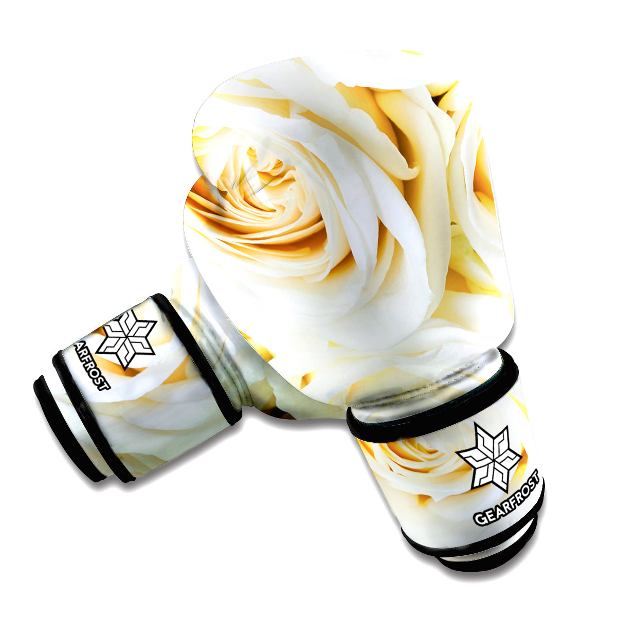 White Rose Print Boxing Gloves