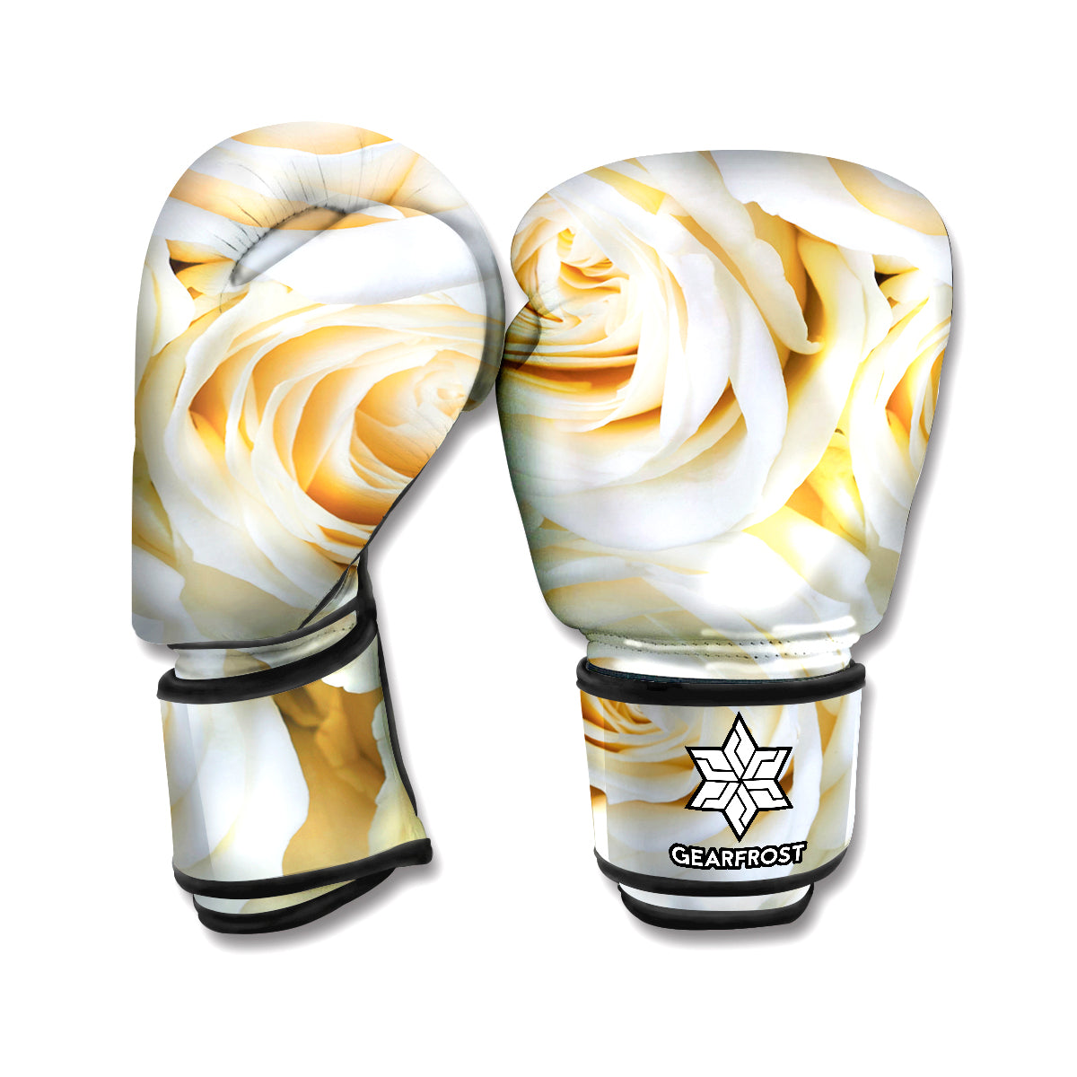White Rose Print Boxing Gloves