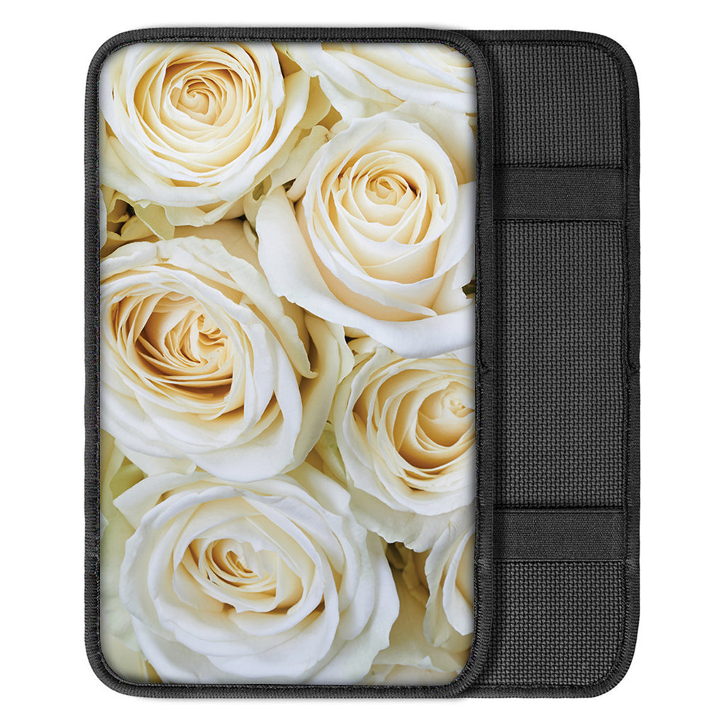 White Rose Print Car Center Console Cover
