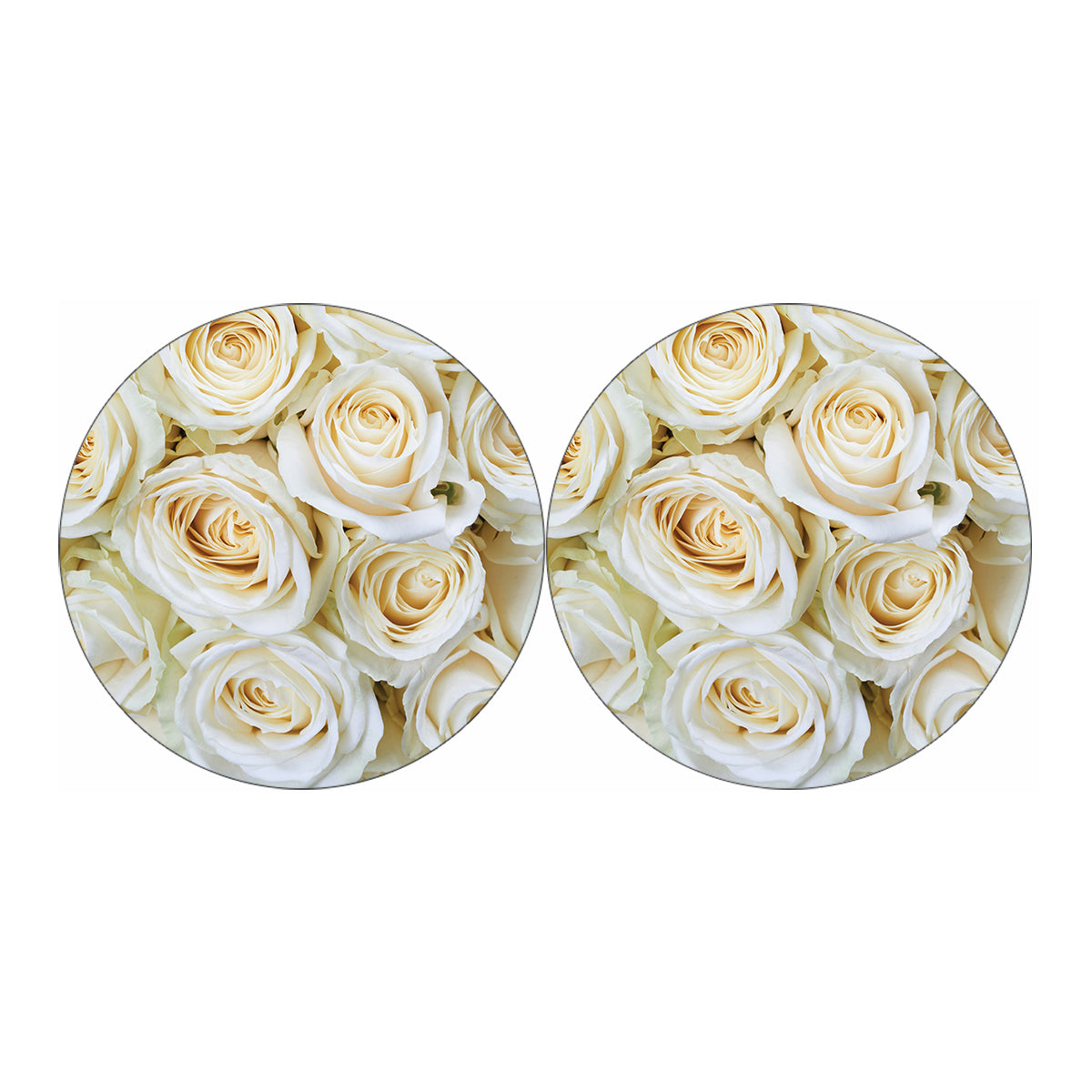 White Rose Print Car Coasters