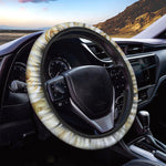 White Rose Print Car Steering Wheel Cover