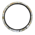 White Rose Print Car Steering Wheel Cover