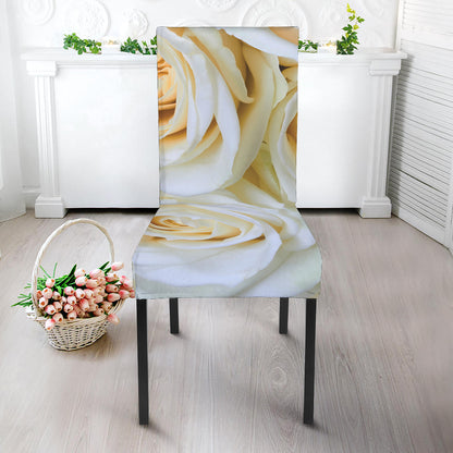 White Rose Print Dining Chair Slipcover