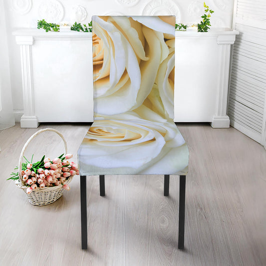 White Rose Print Dining Chair Slipcover