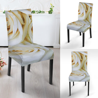 White Rose Print Dining Chair Slipcover