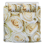 White Rose Print Duvet Cover Bedding Set