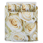 White Rose Print Duvet Cover Bedding Set
