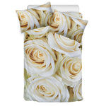 White Rose Print Duvet Cover Bedding Set