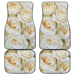 White Rose Print Front and Back Car Floor Mats