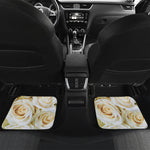 White Rose Print Front and Back Car Floor Mats
