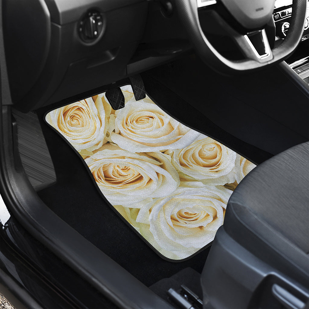 White Rose Print Front Car Floor Mats