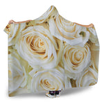 White Rose Print Hooded Blanket