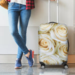 White Rose Print Luggage Cover