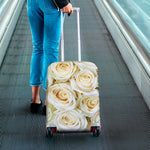 White Rose Print Luggage Cover
