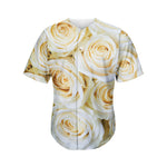 White Rose Print Men's Baseball Jersey