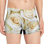White Rose Print Men's Boxer Briefs