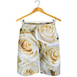 White Rose Print Men's Shorts