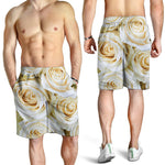 White Rose Print Men's Shorts