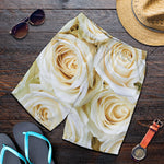 White Rose Print Men's Shorts