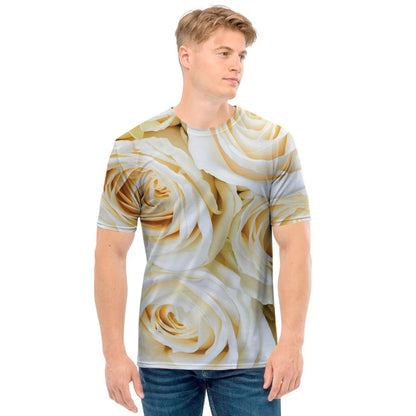White Rose Print Men's T-Shirt