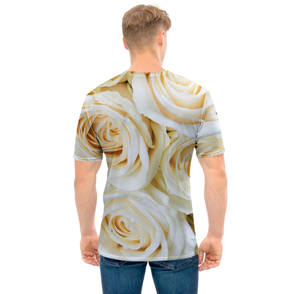 White Rose Print Men's T-Shirt