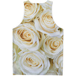 White Rose Print Men's Tank Top