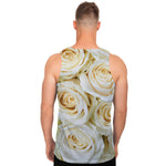 White Rose Print Men's Tank Top