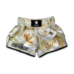 White Rose Print Muay Thai Boxing Shorts