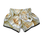 White Rose Print Muay Thai Boxing Shorts