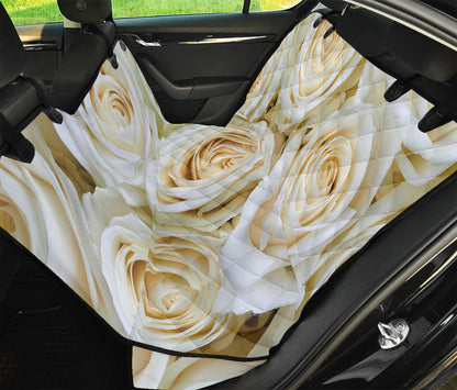 White Rose Print Pet Car Back Seat Cover