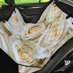 White Rose Print Pet Car Back Seat Cover
