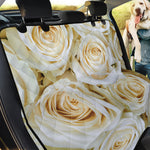 White Rose Print Pet Car Back Seat Cover