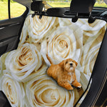 White Rose Print Pet Car Back Seat Cover
