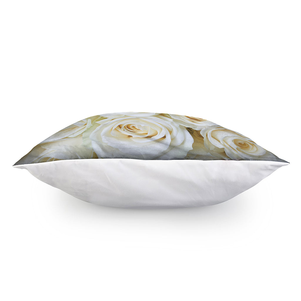 White Rose Print Pillow Cover