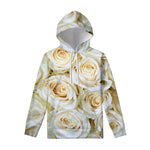 White Rose Print Pullover Hoodie