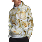 White Rose Print Pullover Hoodie
